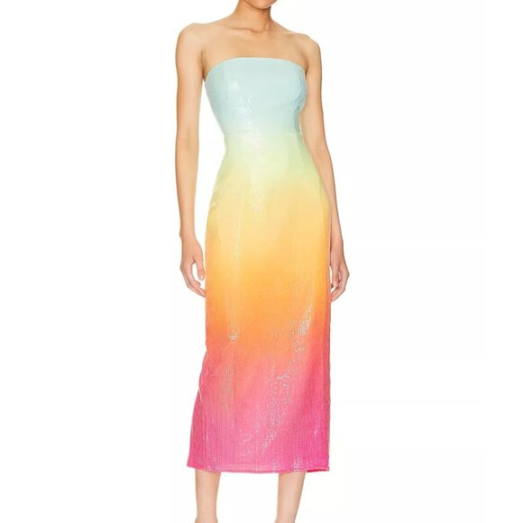 Women’s Slit Strapless Dress Sequin Cocktail Party Evening Gown Bodycon Dress M - Picture 1 of 9